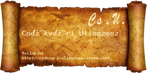 Csákvári Ulisszesz névjegykártya